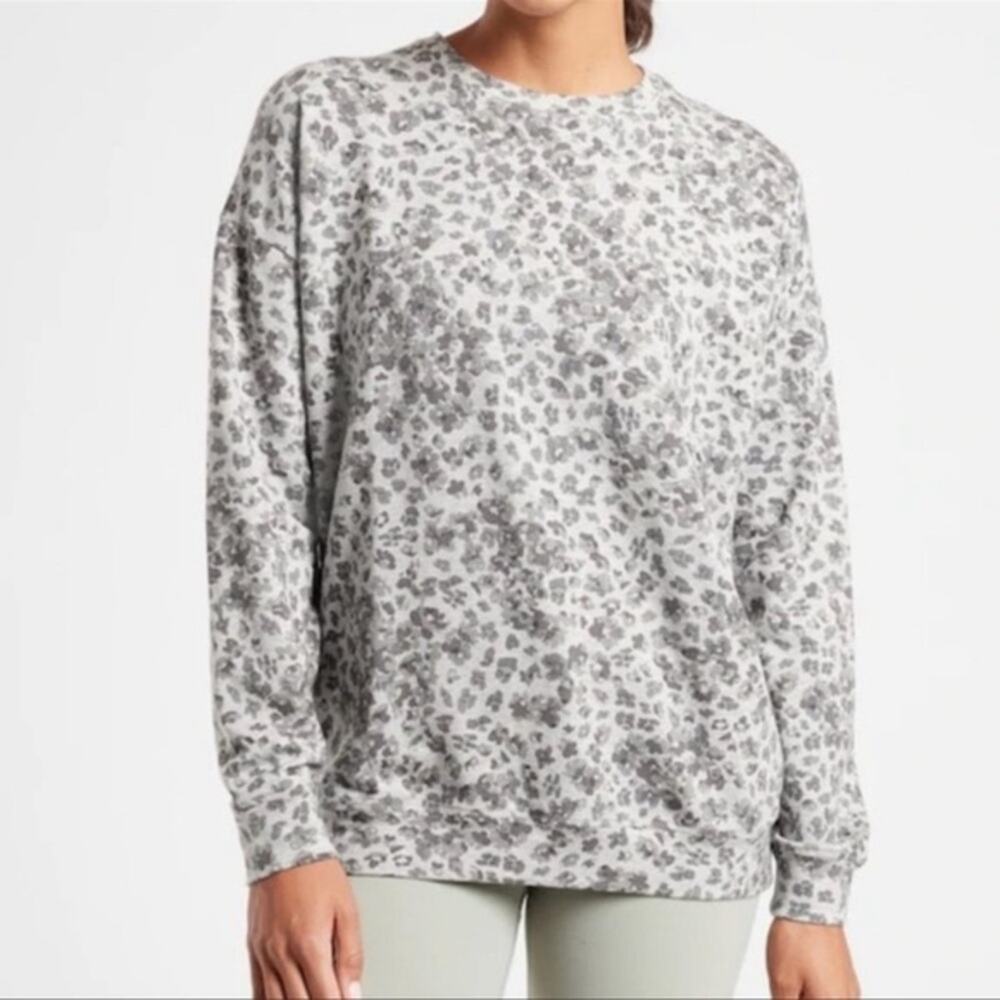 Athleta Studio To Street Splatter Pullover Sweatshirt Grey SizE XXS
